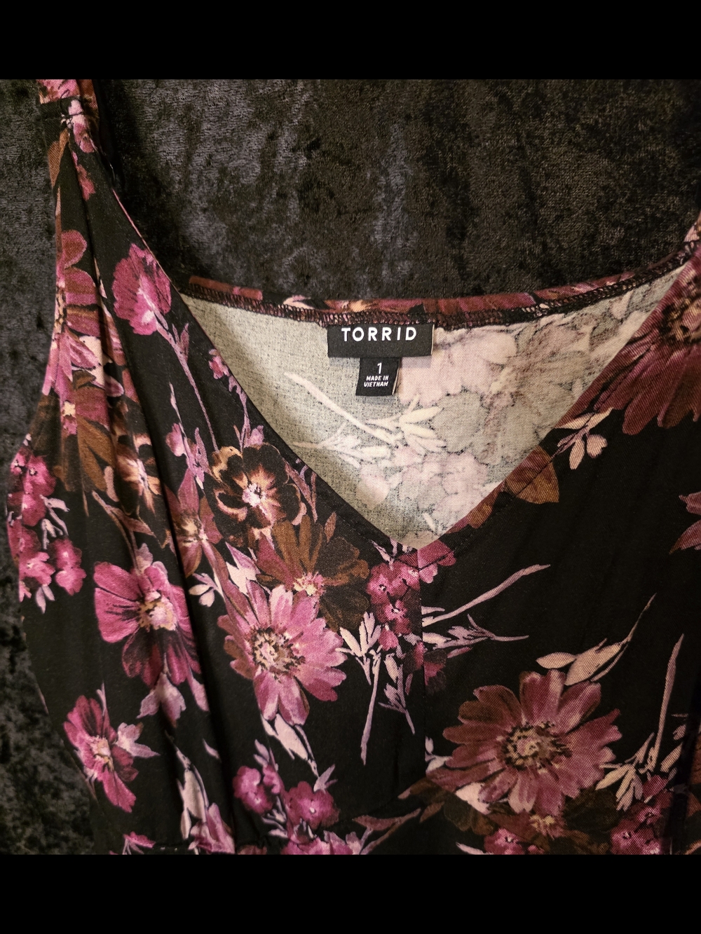 Torrid Black Maxi Dress with Pink Floral Print - Picture 2 of 3